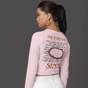long sleeve shirt: He paid our sins